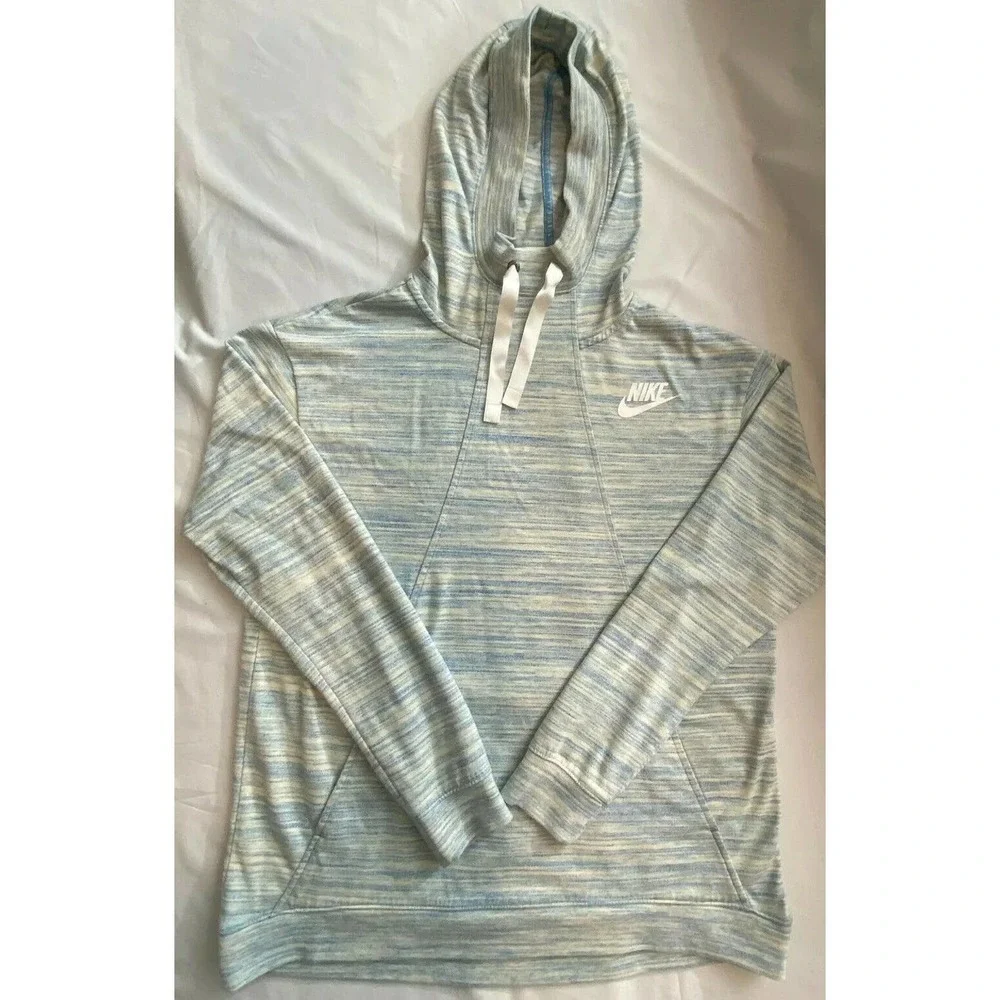 Nike Size Medium Sweatshirt Hoodie Women Heather Blue Gray  Long Sleeve Pullover